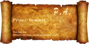 Prusz Armand névjegykártya